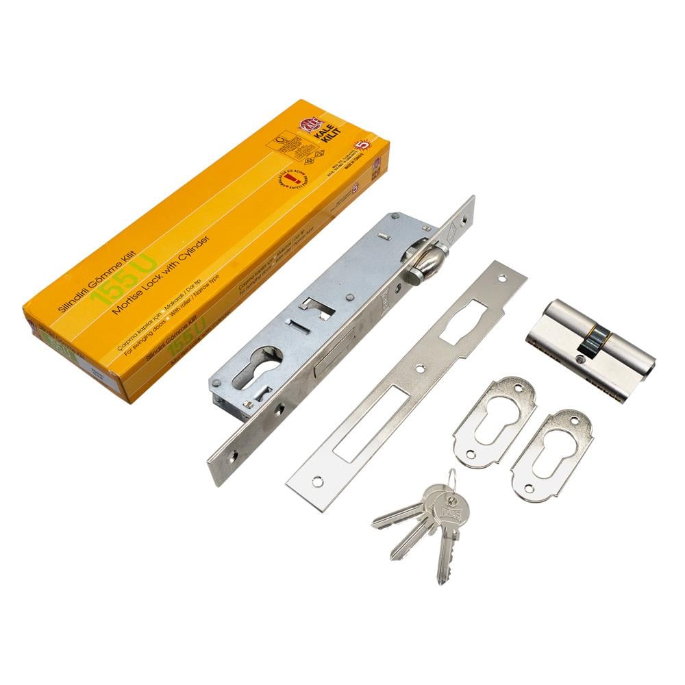 Kale Kilit 155 U/25 Silindirli Gömme Makaralı Kilit 25 mm Nikel