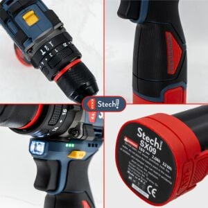 Stechend SX17-2X2.0 Akülü Kömürsüz Darbeli Matkap 16V 2.0Ah 50Nm