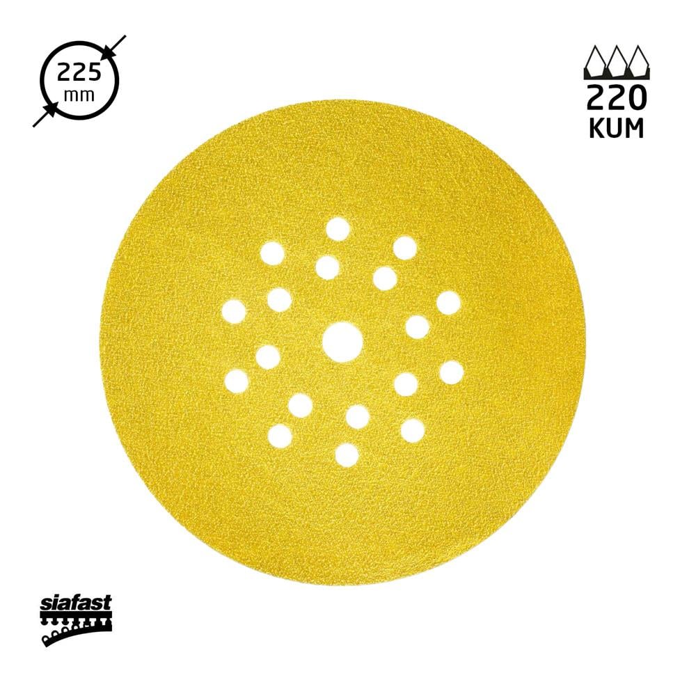 Sia 1960 Alçı Duvar Cırt Zımpara 225 mm 19 Delik 220 Kum (1 Adet)