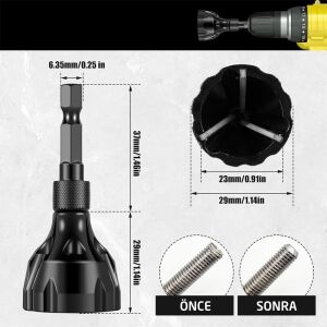 Rox 1097 Bits Saplı Matkaba Takılır Çapak Alma Aparatı 3-20 mm