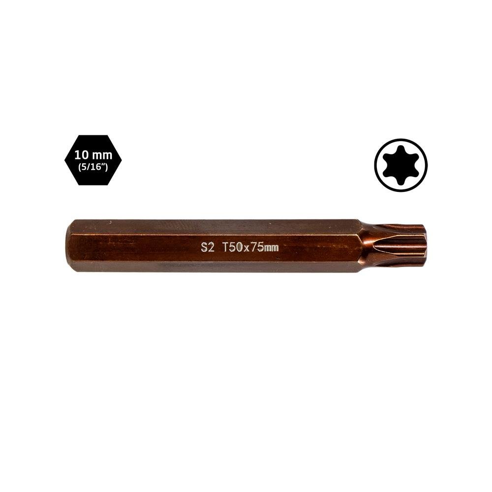 6569 Uzun Torx Bits Uç T50x75 mm (10 mm Saplı)