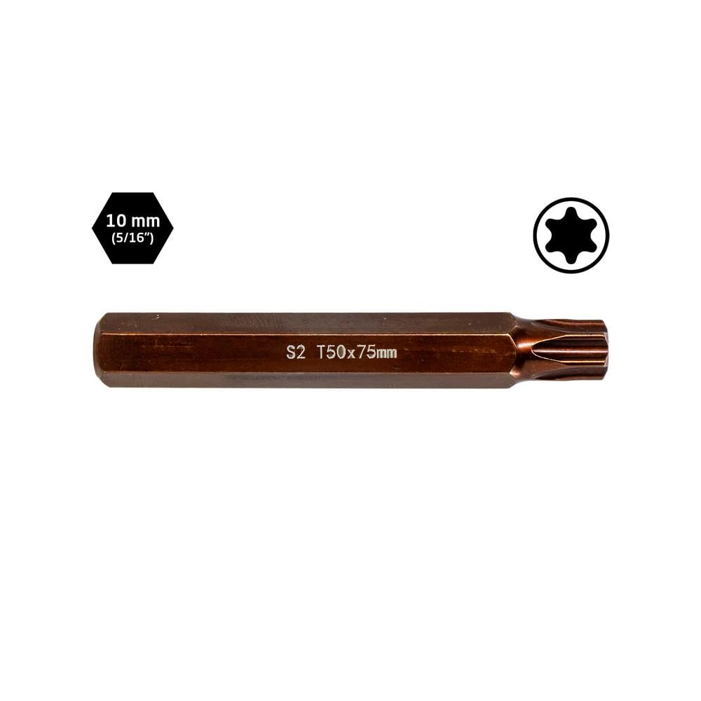 6569 Uzun Torx Bits Uç T50x75 mm (10 mm Saplı)