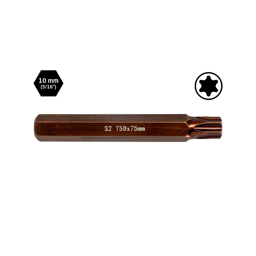 6569 Uzun Torx Bits Uç T50x75 mm (10 mm Saplı)