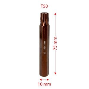 6569 Uzun Torx Bits Uç T50x75 mm (10 mm Saplı)