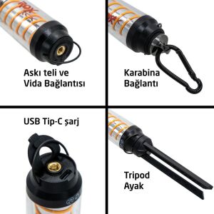 Rox 0265 Ambians Işıklı Şarjlı Kamp Feneri 360 Lümen