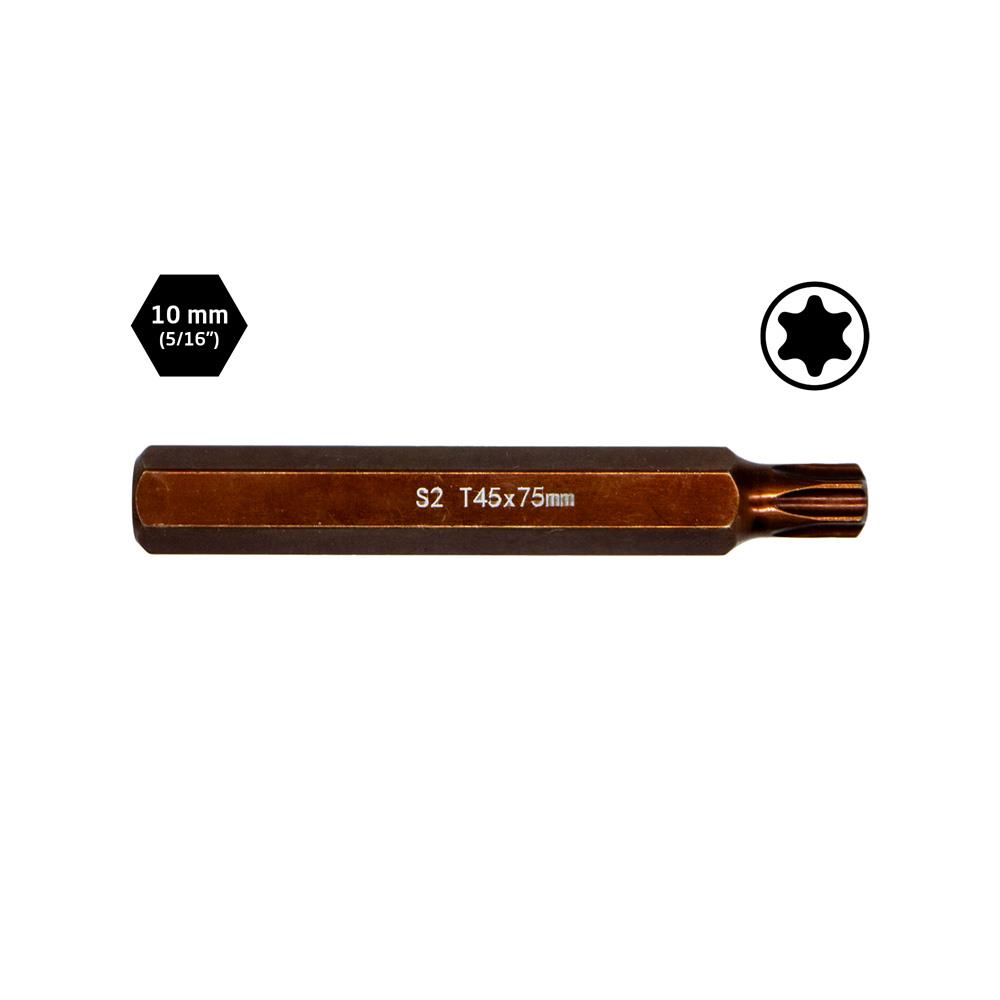 6568 Uzun Torx Bits Uç T45x75 mm (10 mm Saplı)