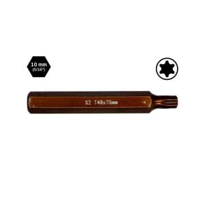 6567 Uzun Torx Bits Uç T40x75 mm (10 mm Saplı)