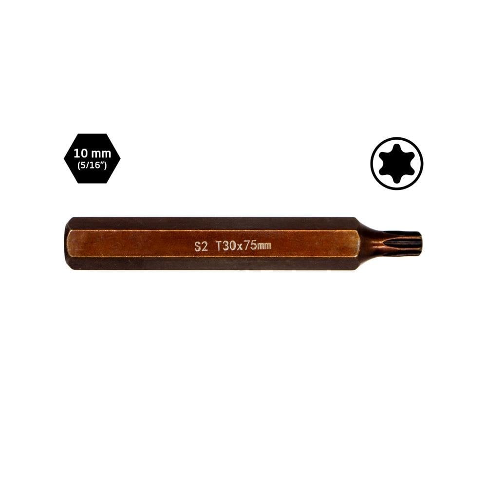 6566 Uzun Torx Bits Uç T30x75 mm (10 mm Saplı)