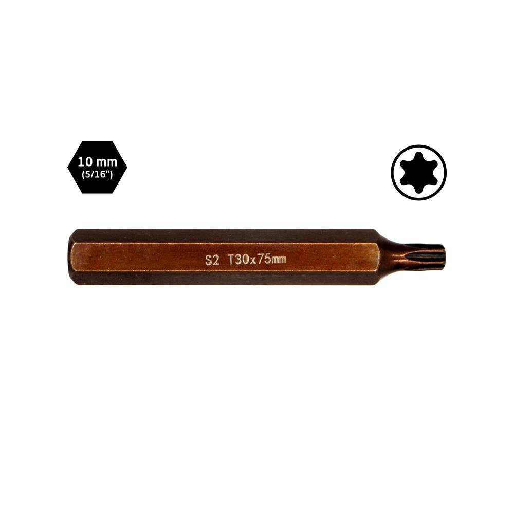 6566 Uzun Torx Bits Uç T30x75 mm (10 mm Saplı)