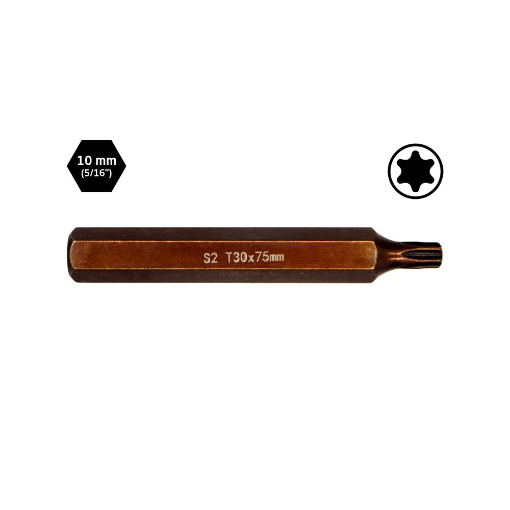 6566 Uzun Torx Bits Uç T30x75 mm (10 mm Saplı)