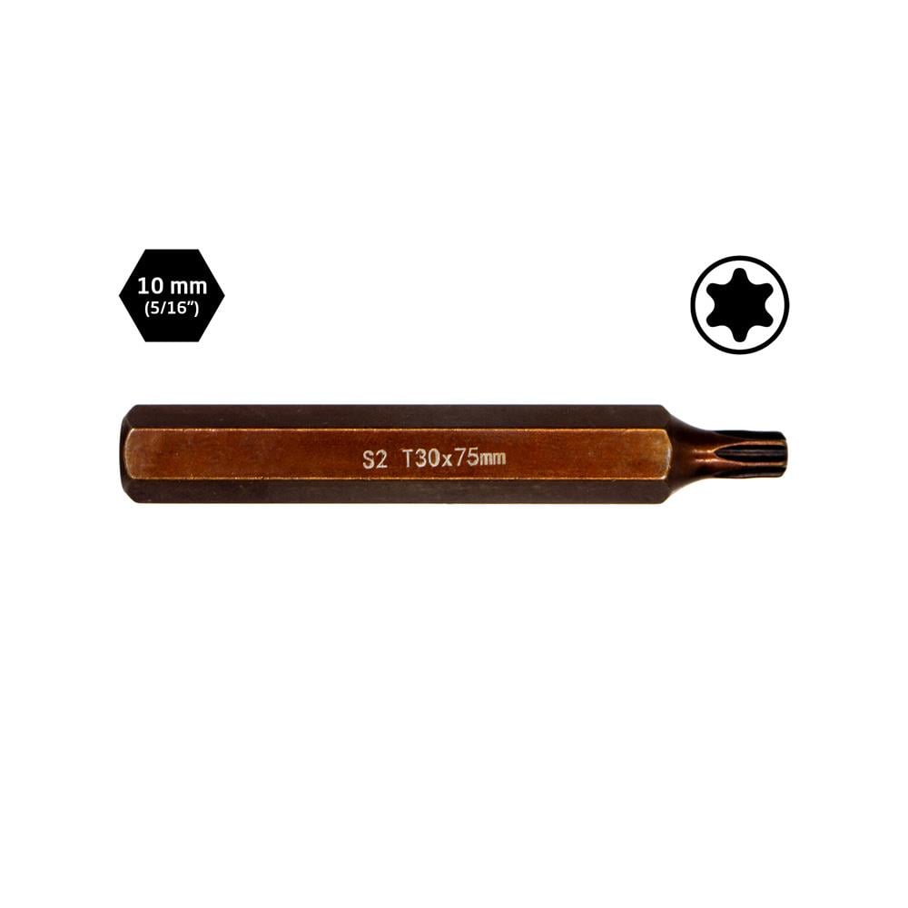 6566 Uzun Torx Bits Uç T30x75 mm (10 mm Saplı)