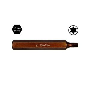 6566 Uzun Torx Bits Uç T30x75 mm (10 mm Saplı)