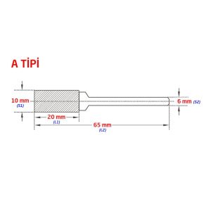 Tungsten Karbür Kalıpçı Freze A Formu 10x20 mm (Sap: 6mm)